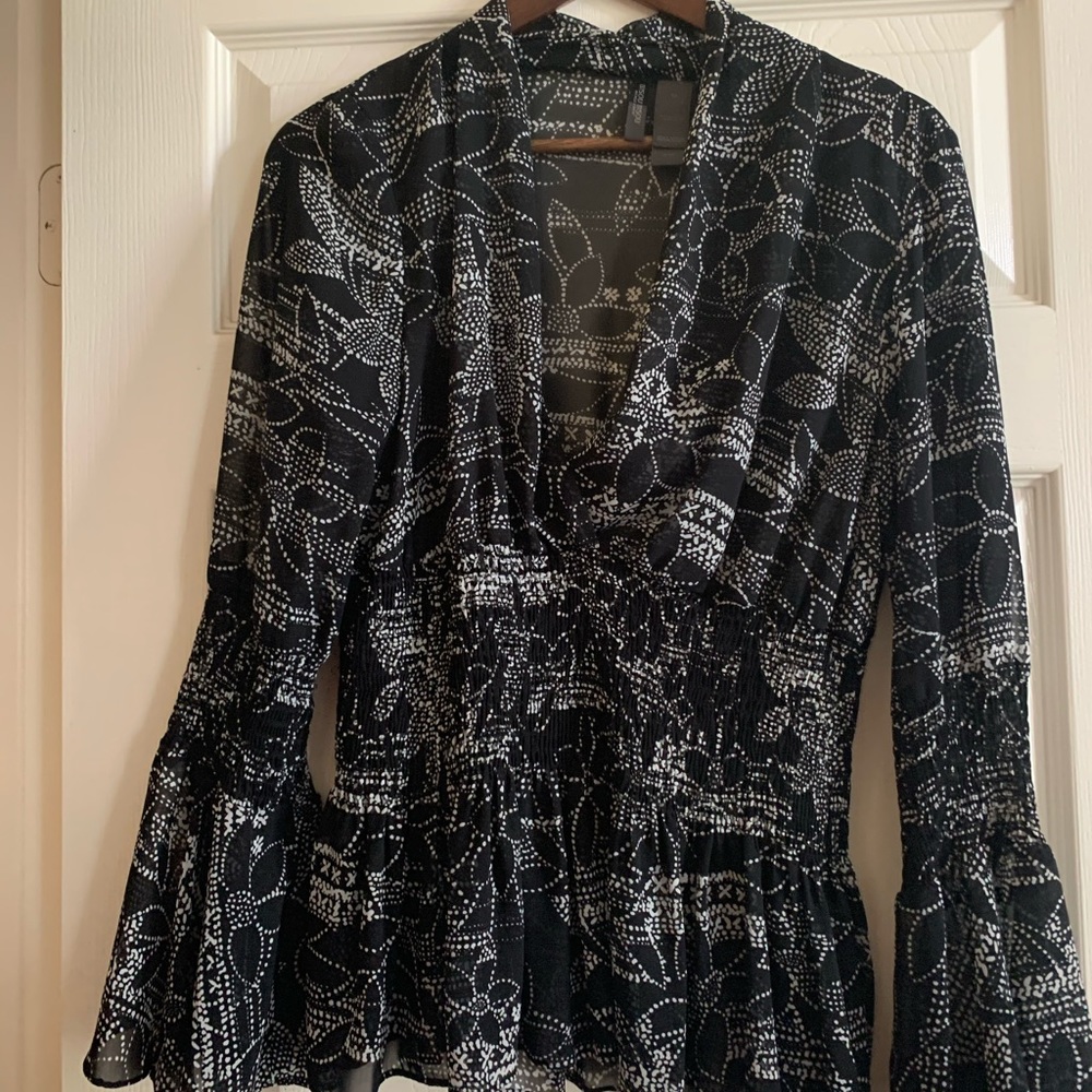 Black and white sheer blouse